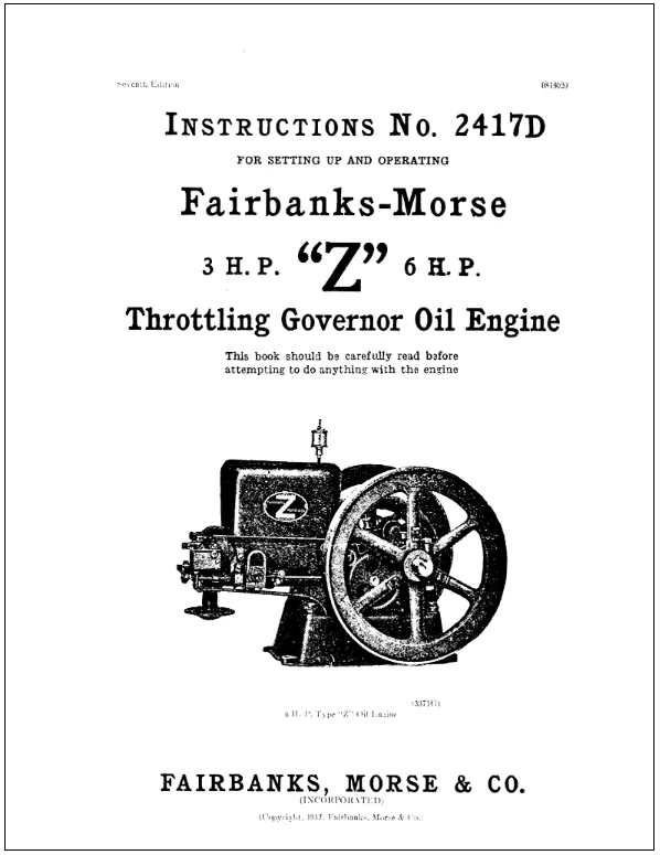 Setup and operating instruction, Fairbanks-Morse Model Z 3hp - 6hp